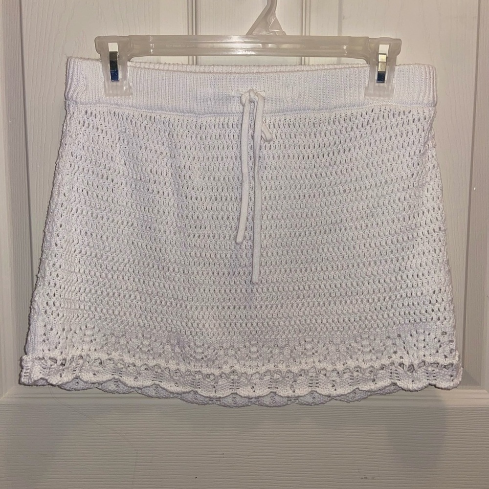 Hollister White Crochet A-Line Skirt